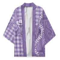 Purple Hawaii Palaka Cowboy Turtle Kimono Hawaiian Paniolo Puakenikeni Maile Lei DT05 Unisex Purple - Polynesian Pride