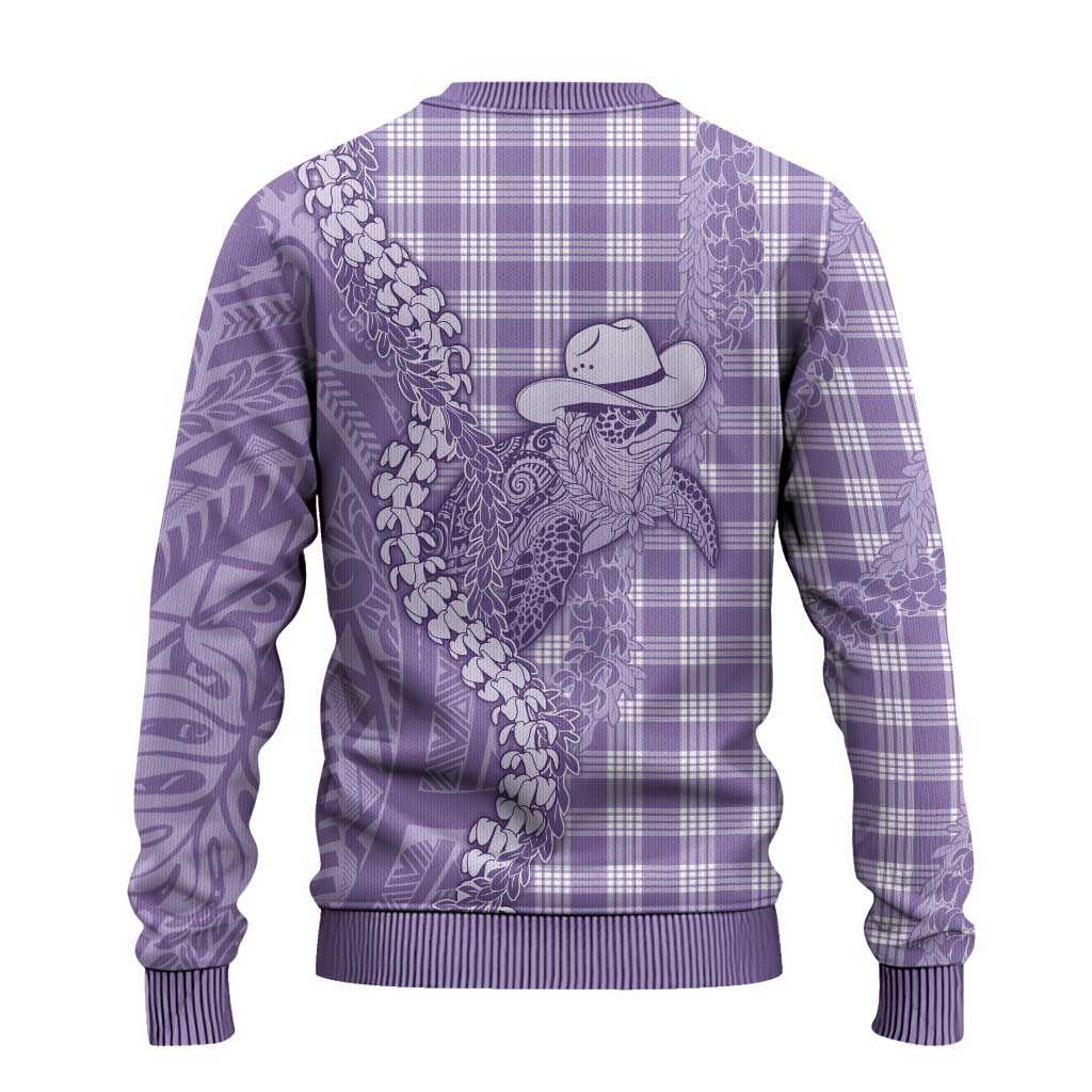 Purple Hawaii Palaka Cowboy Turtle Ugly Christmas Sweater Hawaiian Paniolo Puakenikeni Maile Lei DT05 - Polynesian Pride