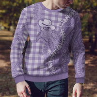 Purple Hawaii Palaka Cowboy Turtle Ugly Christmas Sweater Hawaiian Paniolo Puakenikeni Maile Lei DT05 - Polynesian Pride