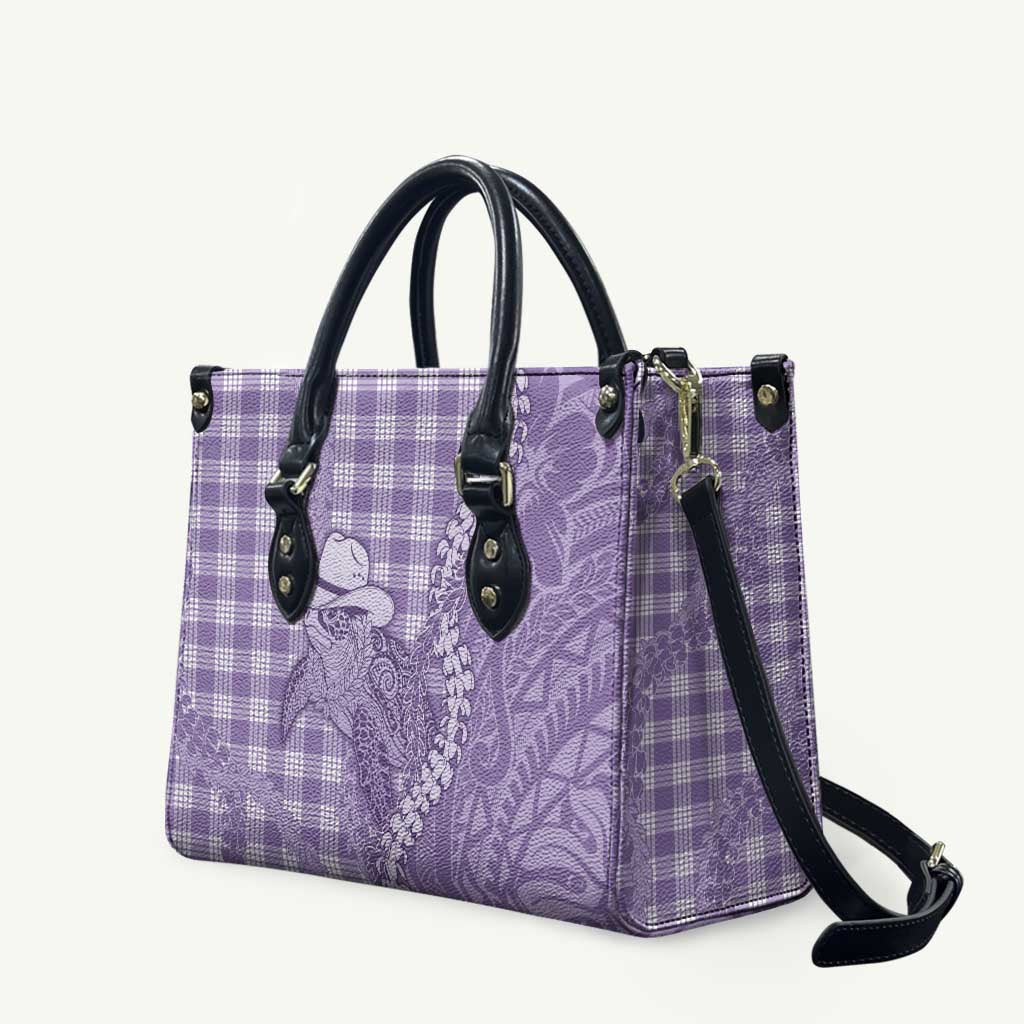 Purple Hawaii Palaka Cowboy Turtle Leather Bag Hawaiian Paniolo Puakenikeni Maile Lei DT05 Purple - Polynesian Pride