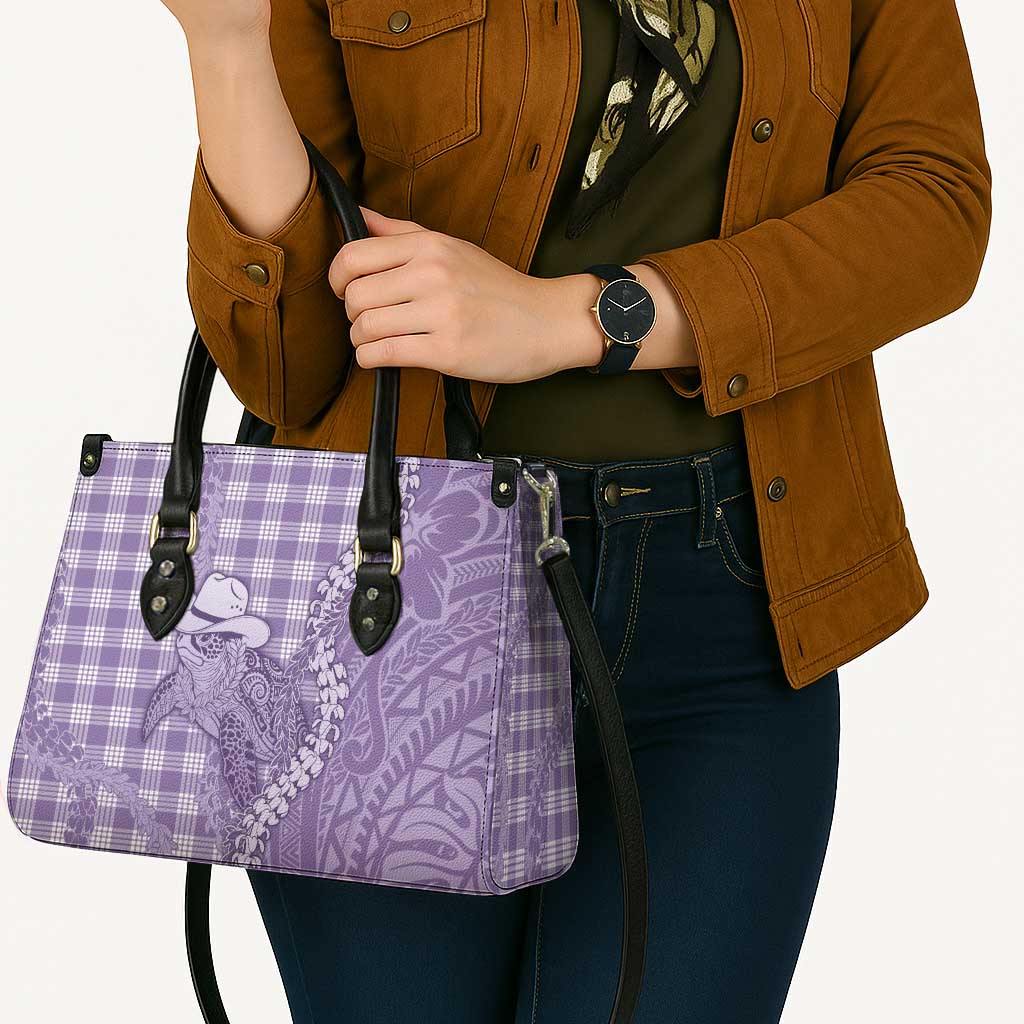 Purple Hawaii Palaka Cowboy Turtle Leather Bag Hawaiian Paniolo Puakenikeni Maile Lei DT05 - Polynesian Pride
