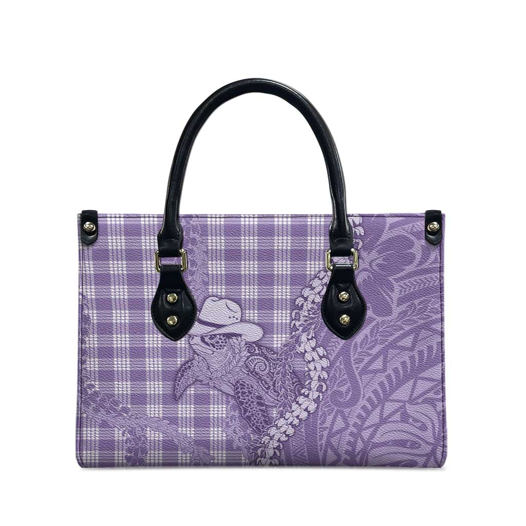 Purple Hawaii Palaka Cowboy Turtle Leather Bag Hawaiian Paniolo Puakenikeni Maile Lei DT05 - Polynesian Pride