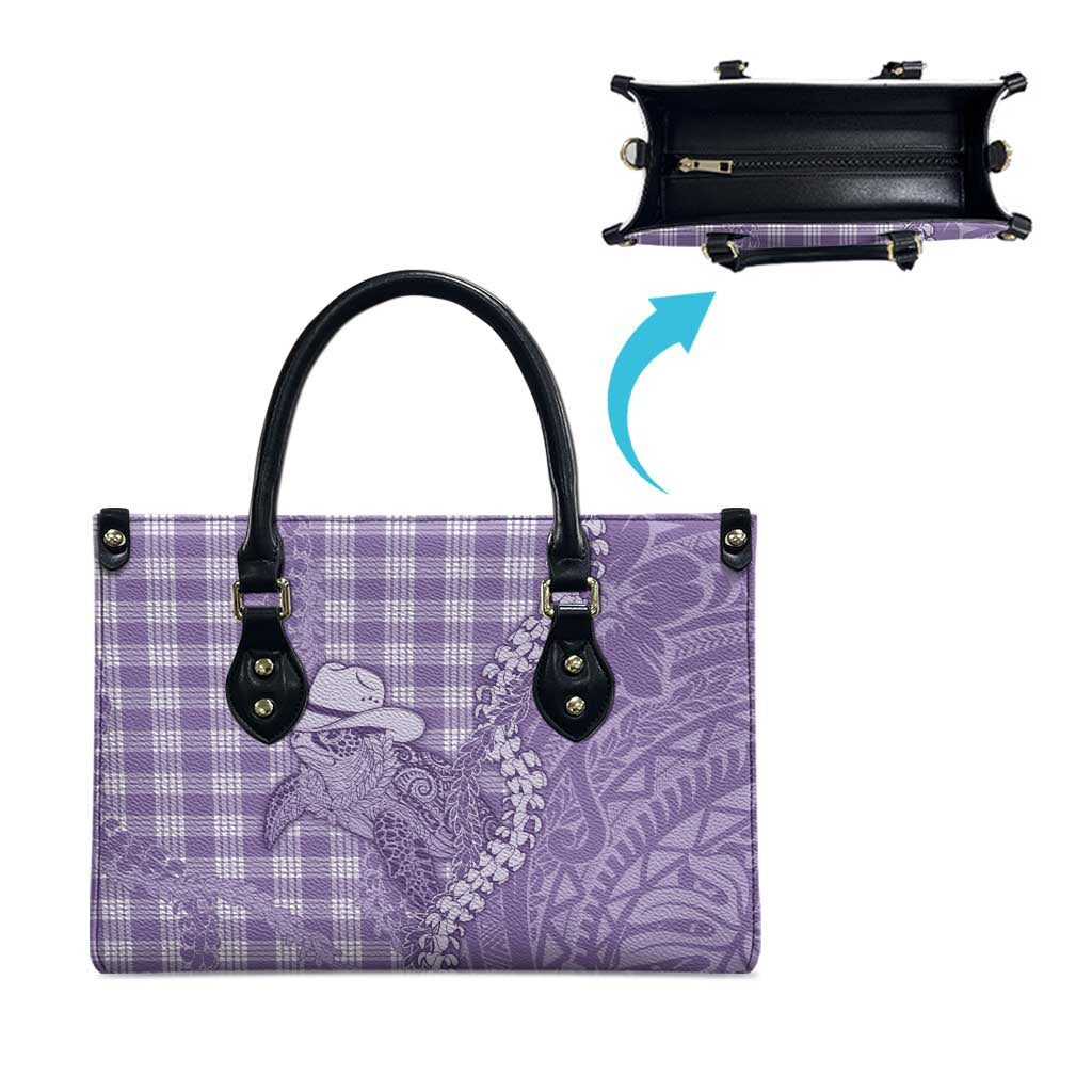 Purple Hawaii Palaka Cowboy Turtle Leather Bag Hawaiian Paniolo Puakenikeni Maile Lei DT05 - Polynesian Pride