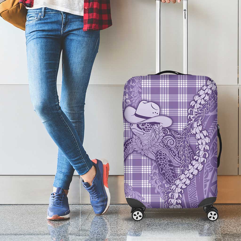 Purple Hawaii Palaka Cowboy Turtle Luggage Cover Hawaiian Paniolo Puakenikeni Maile Lei DT05 - Polynesian Pride