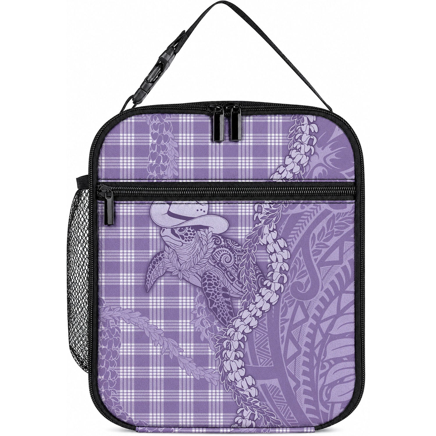 Purple Hawaii Palaka Cowboy Turtle Lunch Bag Hawaiian Paniolo Puakenikeni Maile Lei