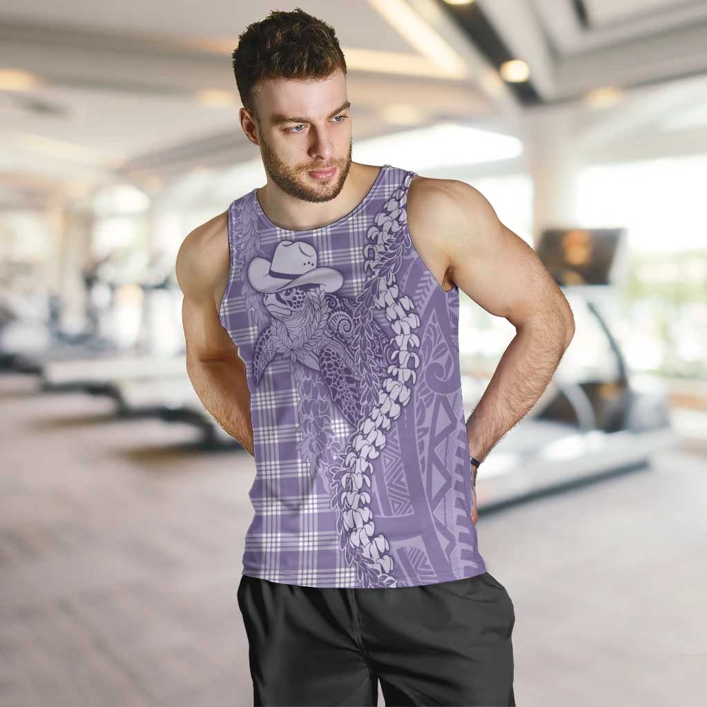 Purple Hawaii Palaka Cowboy Turtle Men Tank Top Hawaiian Paniolo Puakenikeni Maile Lei DT05 Purple - Polynesian Pride
