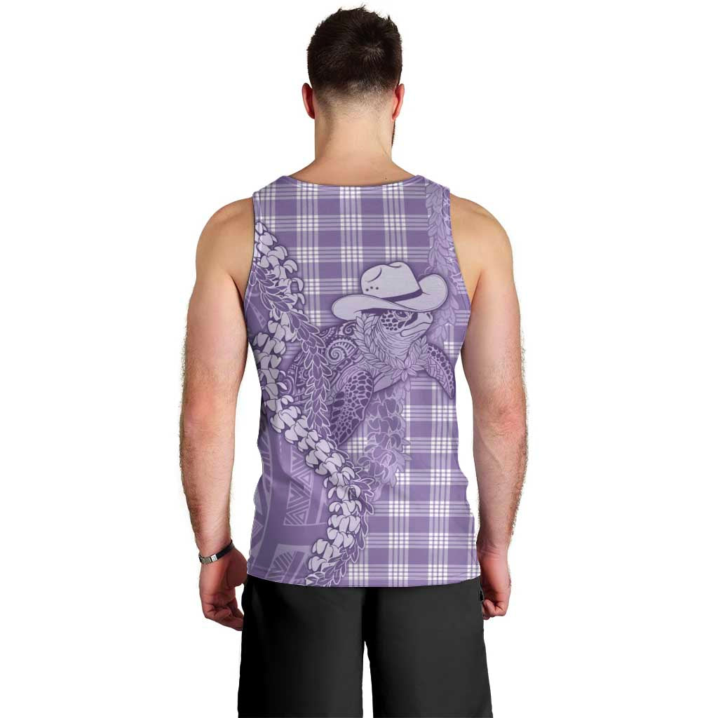 Purple Hawaii Palaka Cowboy Turtle Men Tank Top Hawaiian Paniolo Puakenikeni Maile Lei DT05 - Polynesian Pride