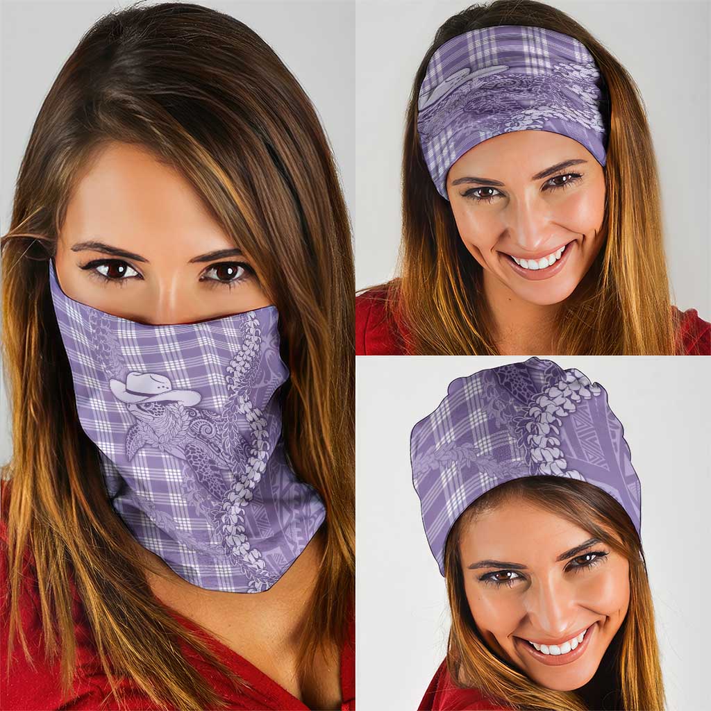 Purple Hawaii Palaka Cowboy Turtle Neck Gaiter Hawaiian Paniolo Puakenikeni Maile Lei DT05 - Polynesian Pride
