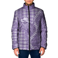 Purple Hawaii Palaka Cowboy Turtle Padded Jacket Hawaiian Paniolo Puakenikeni Maile Lei DT05 Men Purple - Polynesian Pride