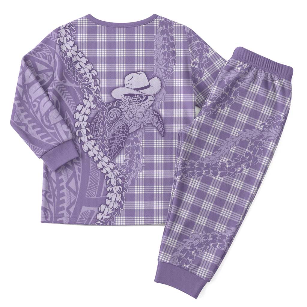 Purple Hawaii Palaka Cowboy Turtle Christmas Pajama Set Hawaiian Paniolo Puakenikeni Maile Lei DT05 - Polynesian Pride