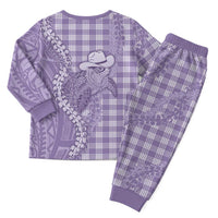 Purple Hawaii Palaka Cowboy Turtle Christmas Pajama Set Hawaiian Paniolo Puakenikeni Maile Lei DT05 - Polynesian Pride
