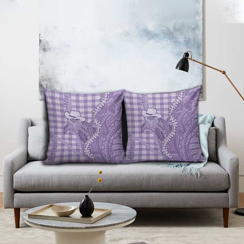 Purple Hawaii Palaka Cowboy Turtle Pillow Cover Hawaiian Paniolo Puakenikeni Maile Lei DT05 - Polynesian Pride