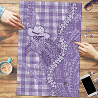 Purple Hawaii Palaka Cowboy Turtle Puzzle Hawaiian Paniolo Puakenikeni Maile Lei DT05 Purple - Polynesian Pride