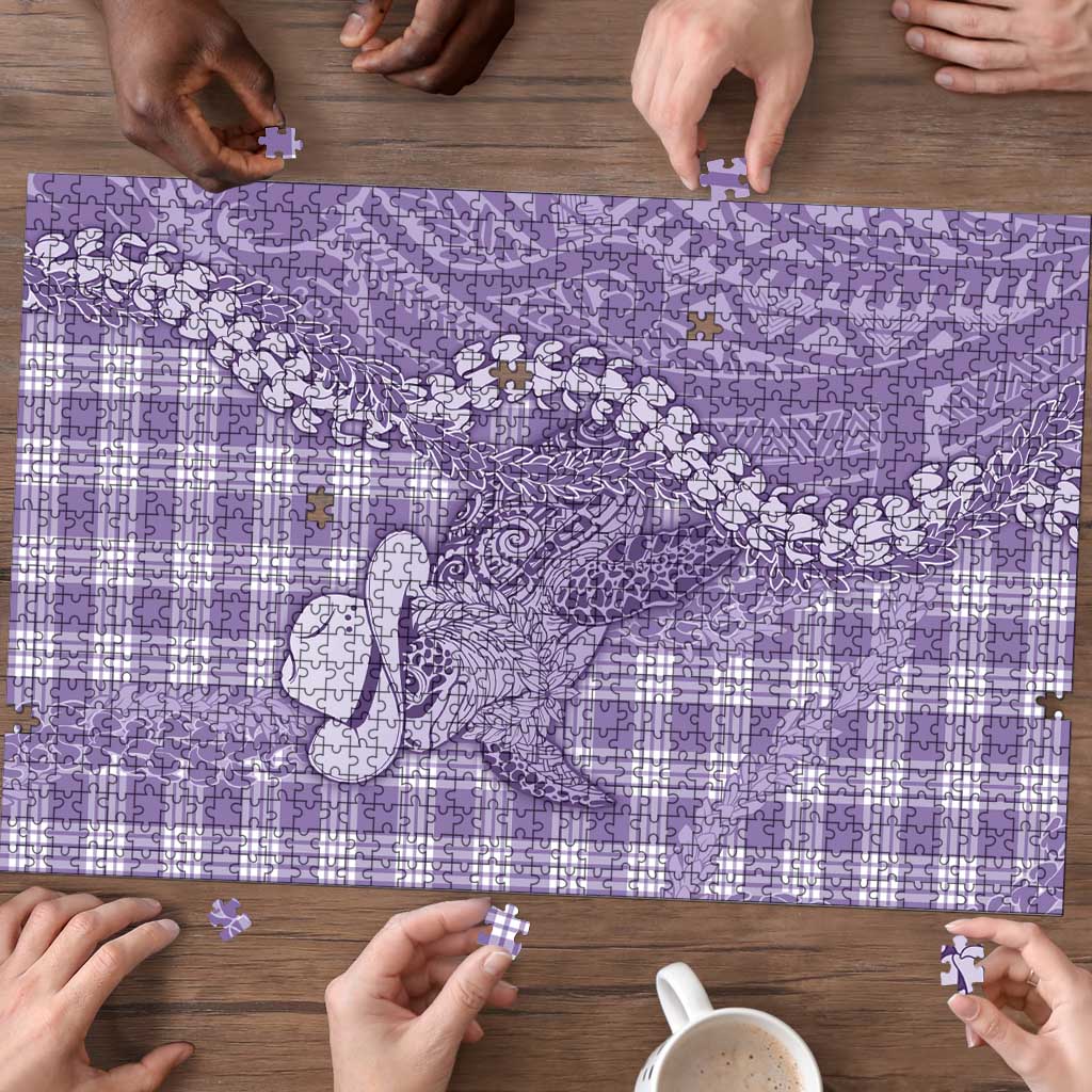 Purple Hawaii Palaka Cowboy Turtle Puzzle Hawaiian Paniolo Puakenikeni Maile Lei DT05 - Polynesian Pride