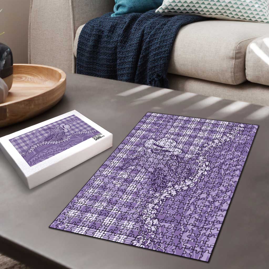 Purple Hawaii Palaka Cowboy Turtle Puzzle Hawaiian Paniolo Puakenikeni Maile Lei DT05 - Polynesian Pride