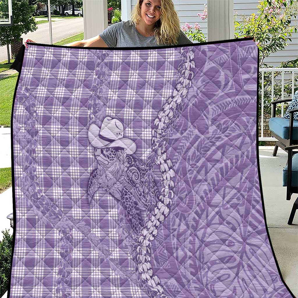 Purple Hawaii Palaka Cowboy Turtle Quilt Hawaiian Paniolo Puakenikeni Maile Lei DT05 Purple - Polynesian Pride