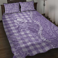 Purple Hawaii Palaka Cowboy Turtle Quilt Bed Set Hawaiian Paniolo Puakenikeni Maile Lei DT05 Purple - Polynesian Pride