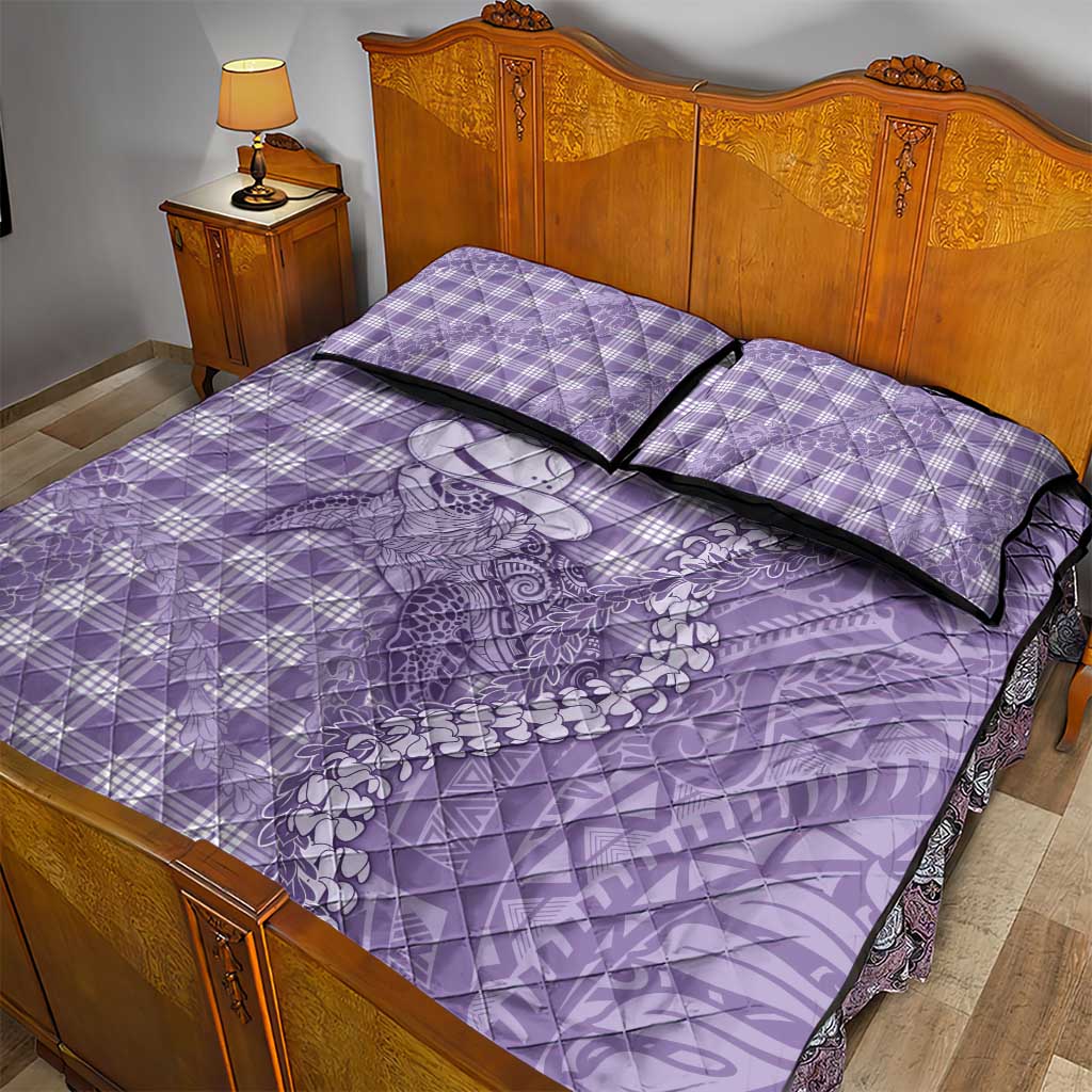 Purple Hawaii Palaka Cowboy Turtle Quilt Bed Set Hawaiian Paniolo Puakenikeni Maile Lei DT05 - Polynesian Pride