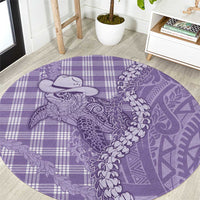 Purple Hawaii Palaka Cowboy Turtle Round Carpet Hawaiian Paniolo Puakenikeni Maile Lei DT05 Purple - Polynesian Pride