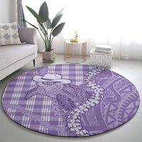 Purple Hawaii Palaka Cowboy Turtle Round Carpet Hawaiian Paniolo Puakenikeni Maile Lei DT05 - Polynesian Pride