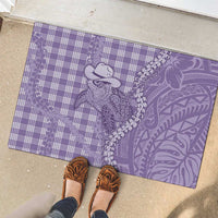 Purple Hawaii Palaka Cowboy Turtle Rubber Doormat Hawaiian Paniolo Puakenikeni Maile Lei DT05 - Polynesian Pride