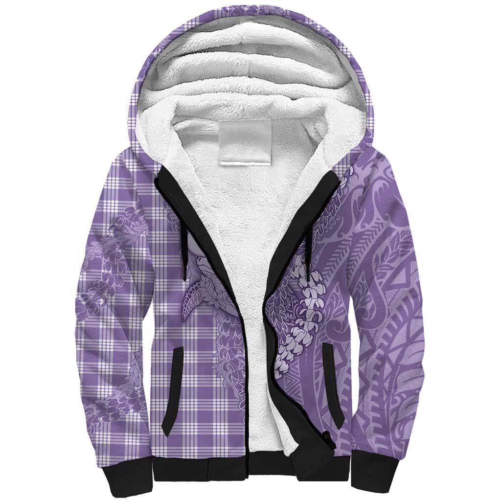 Purple Hawaii Palaka Cowboy Turtle Sherpa Hoodie Hawaiian Paniolo Puakenikeni Maile Lei DT05 Unisex Purple - Polynesian Pride