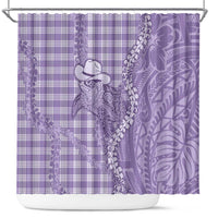 Purple Hawaii Palaka Cowboy Turtle Shower Curtain Hawaiian Paniolo Puakenikeni Maile Lei DT05 Purple - Polynesian Pride