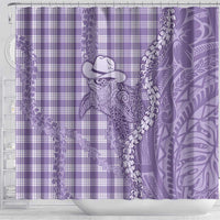 Purple Hawaii Palaka Cowboy Turtle Shower Curtain Hawaiian Paniolo Puakenikeni Maile Lei DT05 - Polynesian Pride