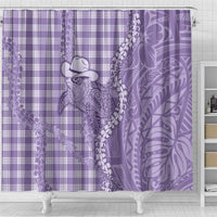 Purple Hawaii Palaka Cowboy Turtle Shower Curtain Hawaiian Paniolo Puakenikeni Maile Lei DT05 - Polynesian Pride