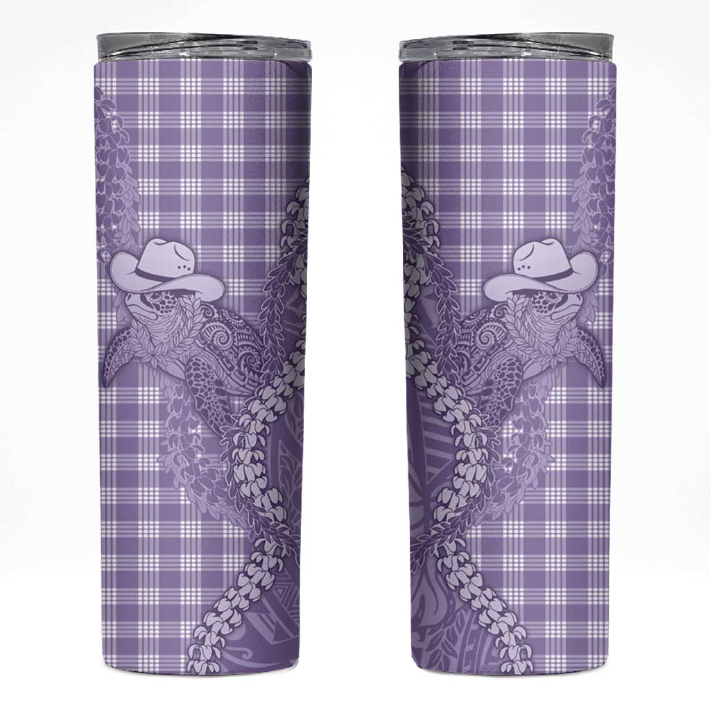 Purple Hawaii Palaka Cowboy Turtle Skinny Tumbler Hawaiian Paniolo Puakenikeni Maile Lei DT05 Purple - Polynesian Pride