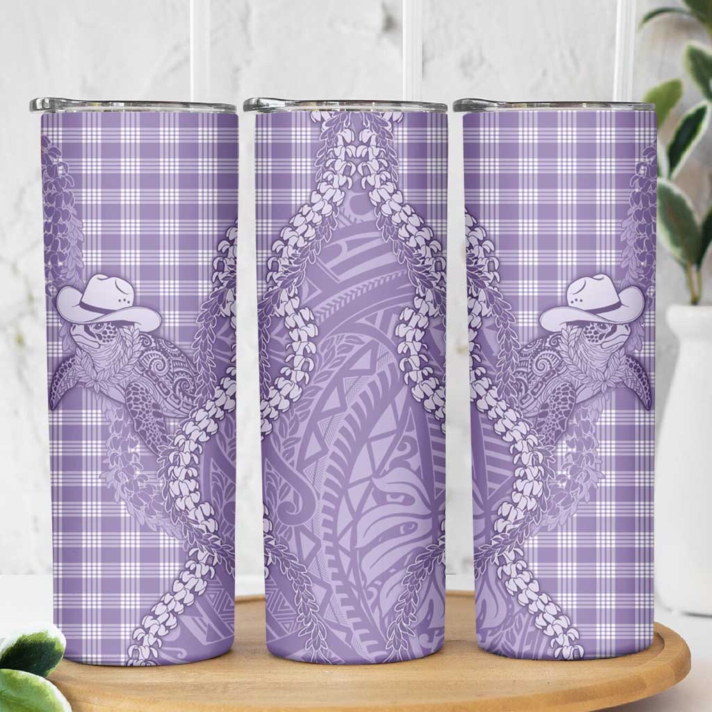 Purple Hawaii Palaka Cowboy Turtle Skinny Tumbler Hawaiian Paniolo Puakenikeni Maile Lei DT05 - Polynesian Pride