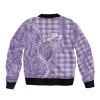 Purple Hawaii Palaka Cowboy Turtle Sleeve Zip Bomber Jacket Hawaiian Paniolo Puakenikeni Maile Lei DT05 - Polynesian Pride