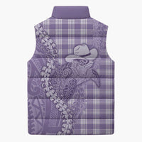 Purple Hawaii Palaka Cowboy Turtle Sleeveless Puffer Jacket Hawaiian Paniolo Puakenikeni Maile Lei DT05 - Polynesian Pride