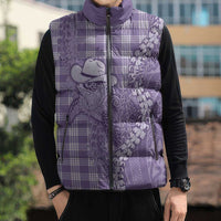 Purple Hawaii Palaka Cowboy Turtle Sleeveless Puffer Jacket Hawaiian Paniolo Puakenikeni Maile Lei DT05 - Polynesian Pride