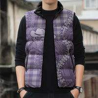 Purple Hawaii Palaka Cowboy Turtle Sleeveless Puffer Jacket Hawaiian Paniolo Puakenikeni Maile Lei DT05 - Polynesian Pride