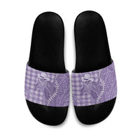 Purple Hawaii Palaka Cowboy Turtle Slide Sandals Hawaiian Paniolo Puakenikeni Maile Lei DT05 Purple - Polynesian Pride