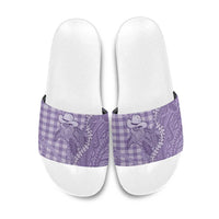 Purple Hawaii Palaka Cowboy Turtle Slide Sandals Hawaiian Paniolo Puakenikeni Maile Lei DT05 Purple - Polynesian Pride
