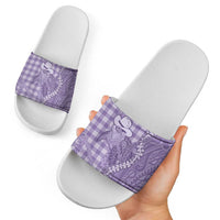 Purple Hawaii Palaka Cowboy Turtle Slide Sandals Hawaiian Paniolo Puakenikeni Maile Lei DT05 - Polynesian Pride