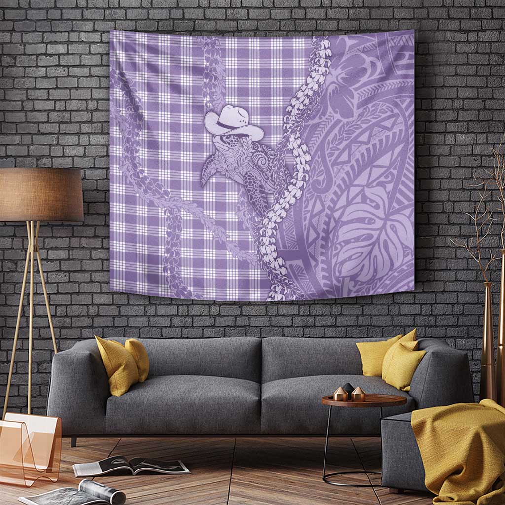 Purple Hawaii Palaka Cowboy Turtle Tapestry Hawaiian Paniolo Puakenikeni Maile Lei DT05 Purple - Polynesian Pride