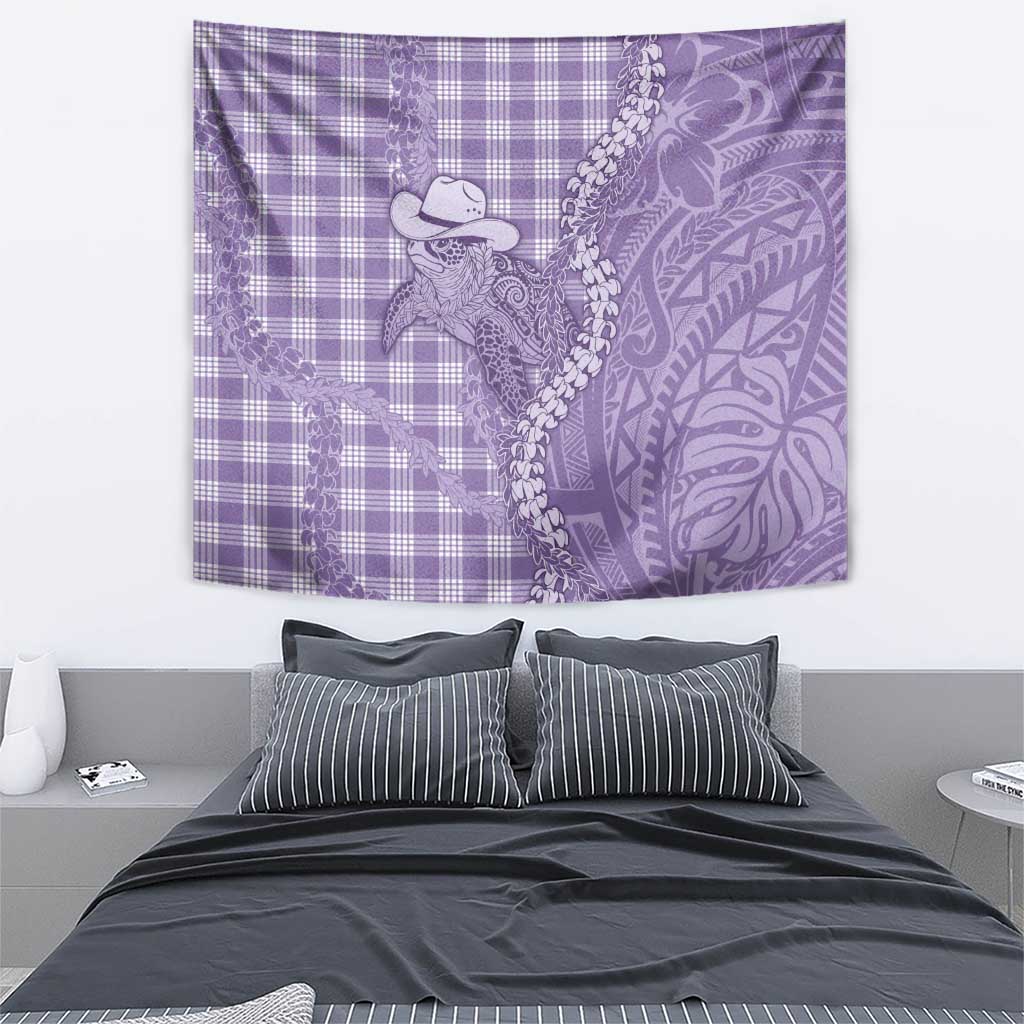 Purple Hawaii Palaka Cowboy Turtle Tapestry Hawaiian Paniolo Puakenikeni Maile Lei DT05 - Polynesian Pride