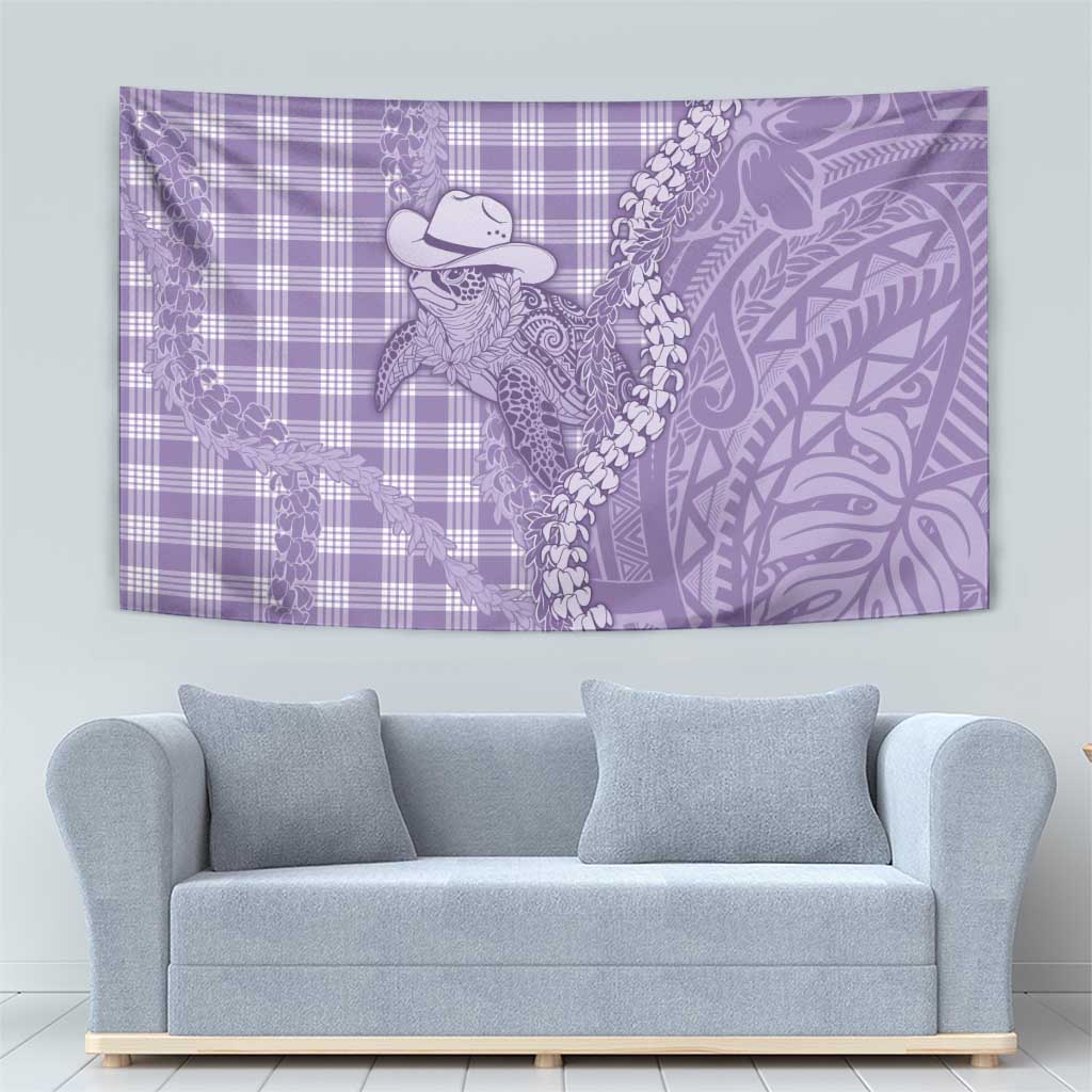 Purple Hawaii Palaka Cowboy Turtle Tapestry Hawaiian Paniolo Puakenikeni Maile Lei DT05 - Polynesian Pride
