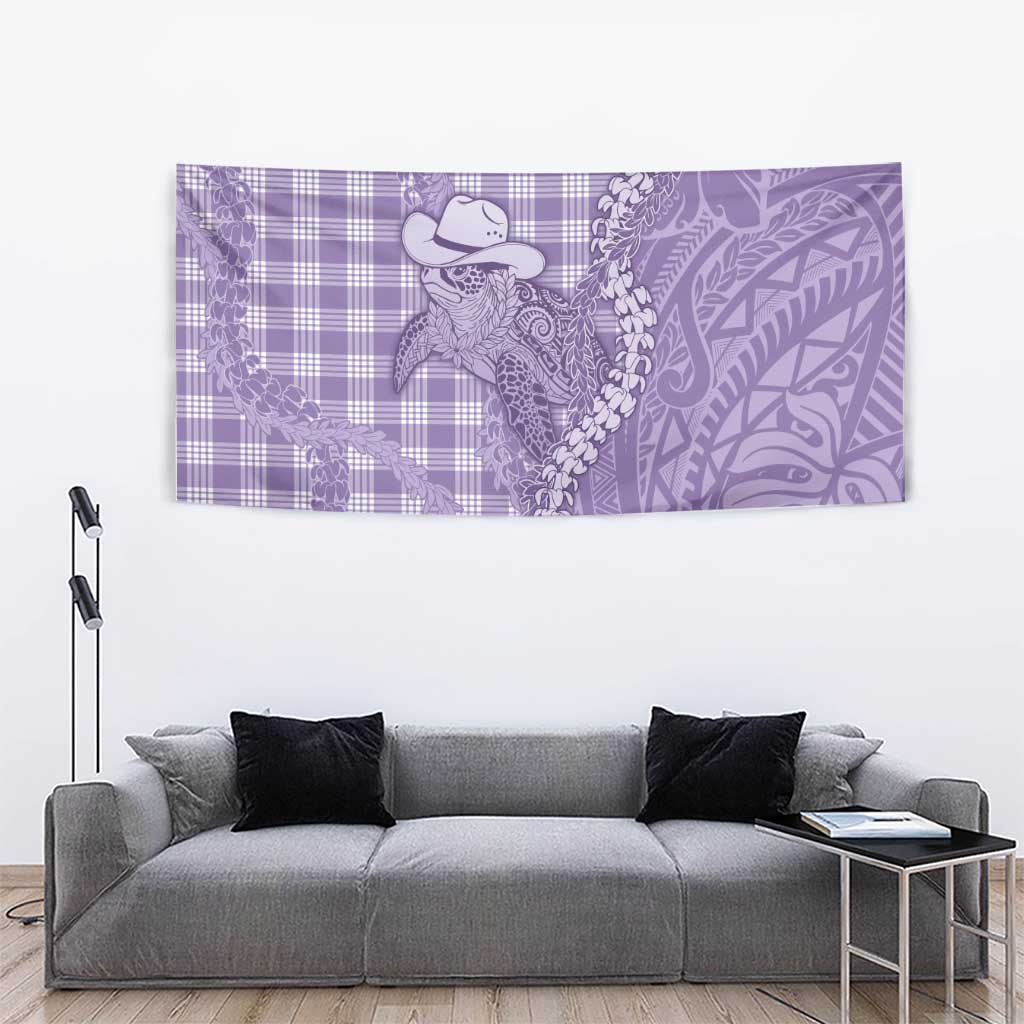 Purple Hawaii Palaka Cowboy Turtle Tapestry Hawaiian Paniolo Puakenikeni Maile Lei DT05 - Polynesian Pride