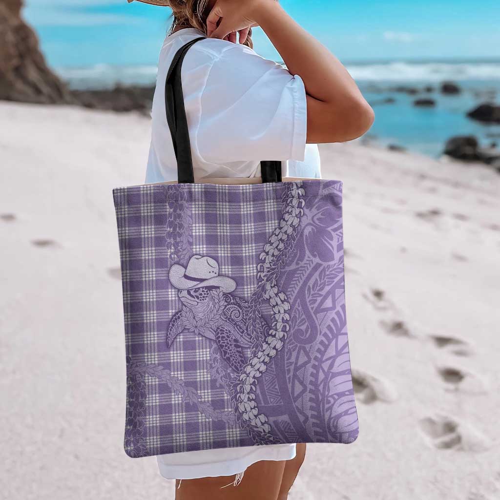 Purple Hawaii Palaka Cowboy Turtle Tote Bag Hawaiian Paniolo Puakenikeni Maile Lei DT05 - Polynesian Pride