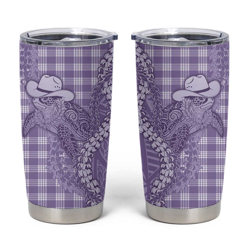 Purple Hawaii Palaka Cowboy Turtle Tumbler Cup Hawaiian Paniolo Puakenikeni Maile Lei DT05 Purple - Polynesian Pride