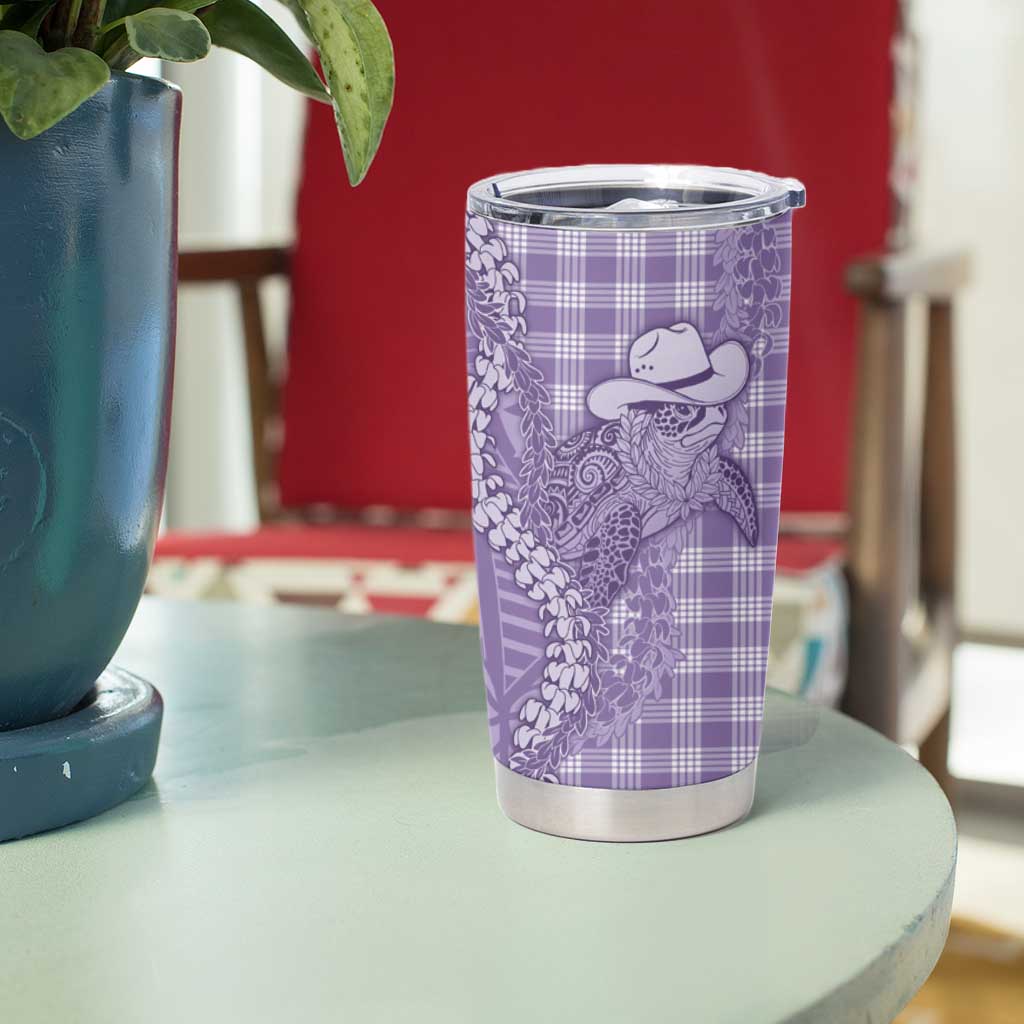 Purple Hawaii Palaka Cowboy Turtle Tumbler Cup Hawaiian Paniolo Puakenikeni Maile Lei DT05 - Polynesian Pride