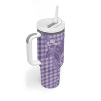 Purple Hawaii Palaka Cowboy Turtle Tumbler With Handle Hawaiian Paniolo Puakenikeni Maile Lei DT05 - Polynesian Pride