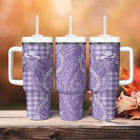 Purple Hawaii Palaka Cowboy Turtle Tumbler With Handle Hawaiian Paniolo Puakenikeni Maile Lei DT05 - Polynesian Pride