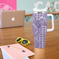 Purple Hawaii Palaka Cowboy Turtle Tumbler With Handle Hawaiian Paniolo Puakenikeni Maile Lei DT05 - Polynesian Pride