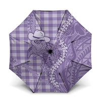 Purple Hawaii Palaka Cowboy Turtle Umbrella Hawaiian Paniolo Puakenikeni Maile Lei DT05 One Size Folded 11.42 inch Opened Diameter 37.4 inch Purple - Polynesian Pride