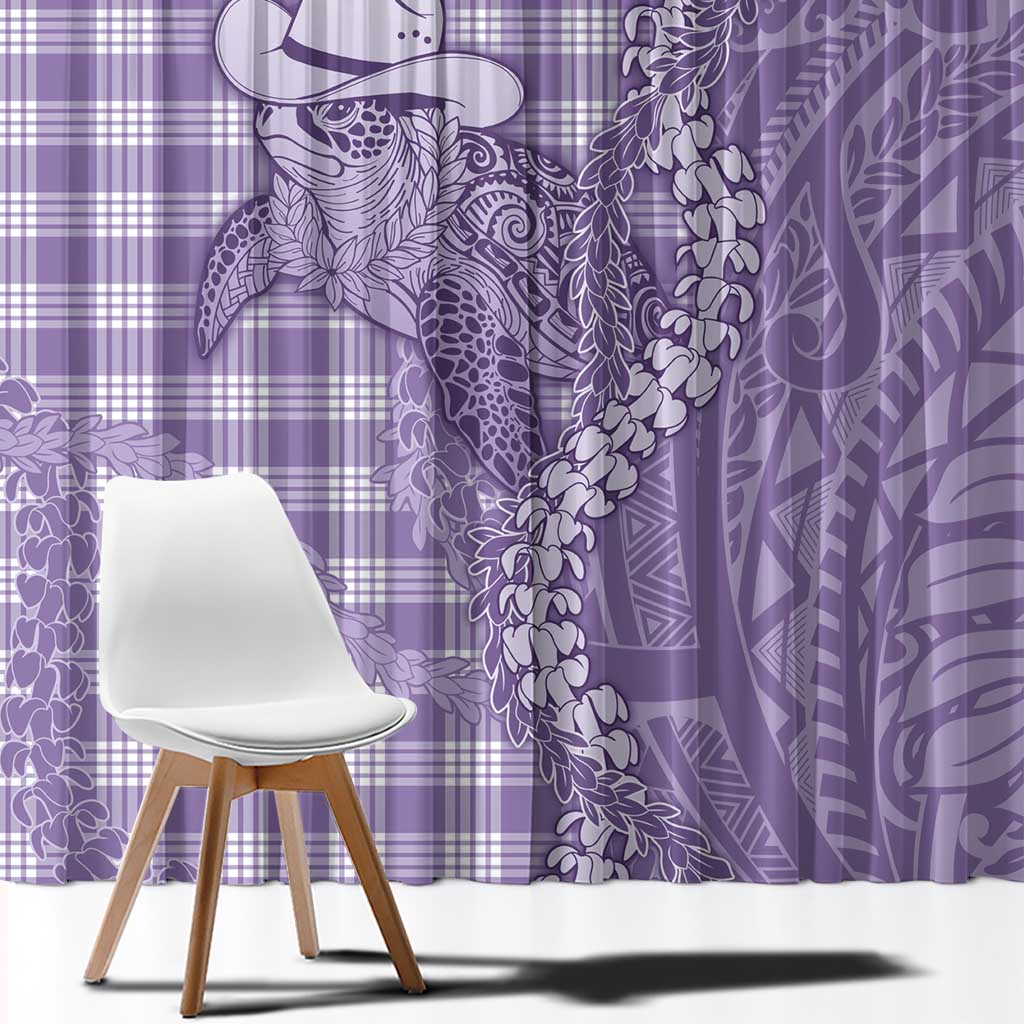 Purple Hawaii Palaka Cowboy Turtle Window Curtain Hawaiian Paniolo Puakenikeni Maile Lei DT05 - Polynesian Pride